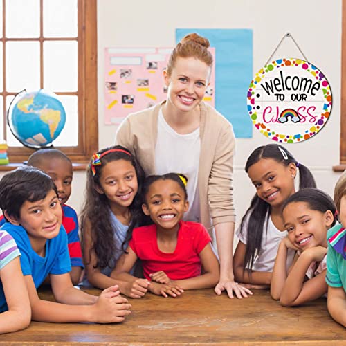 Interchangeable Classroom Welcome Sign with 13 Seasonal Icons - Vintage 14 Variation
