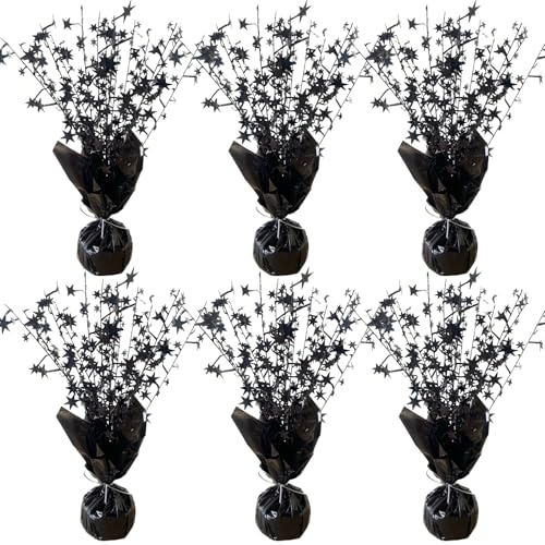 Black Star Halloween Table Centerpieces Set - 6 Pack Metallic Foil Party Decorations