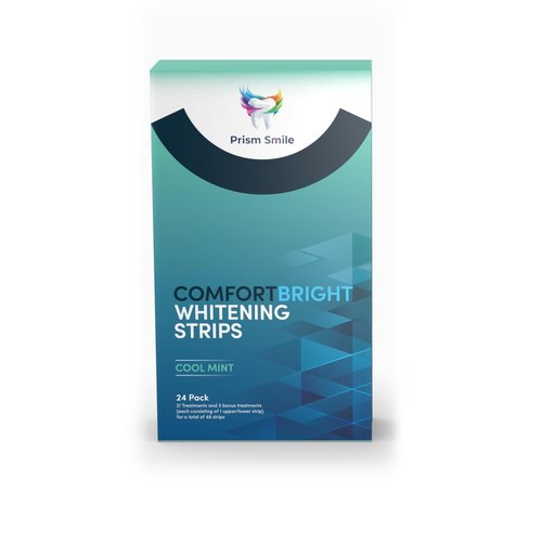 Prism Smile ComfortBright Cool Mint Teeth Whitening Strips, 24 Pack with Bonus Treatments, No-Slip Grip Technology, Professional Whitening Treatment