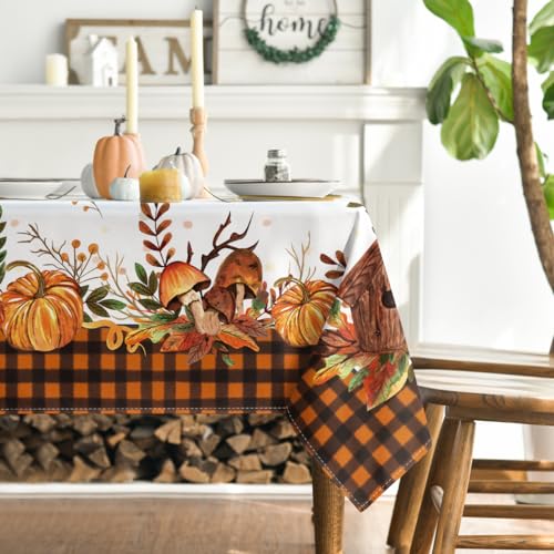 Horaldaily Fall Tablecloth 60x120 Inch Rectangular Orange Harvest Pumpkin Thanksgiving Decor