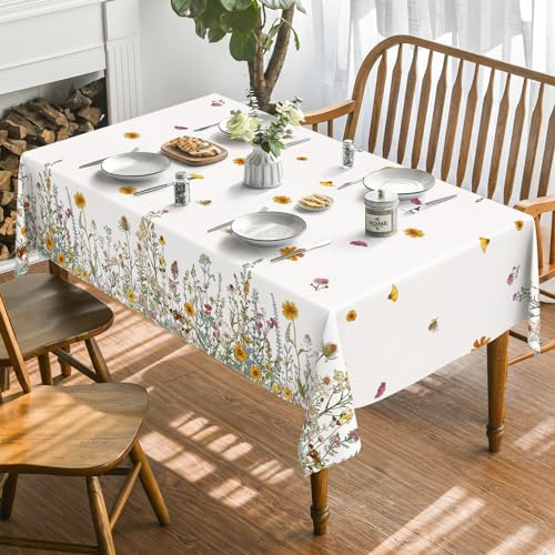 Horaldaily Fall Tablecloth 60 x 84 Inch Rectangular Beige Autumn Decor