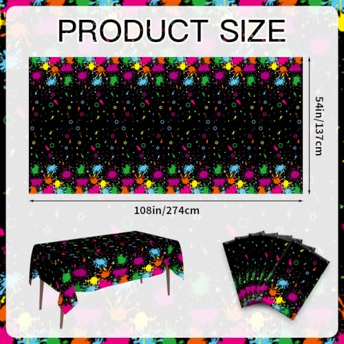 6 Pack Neon Plastic Tablecloths - 54x108 Inch Glow in The Dark Party Decor
