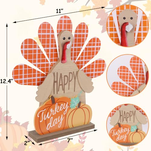 Zcaukya Thanksgiving Wooden Turkey Centerpiece - Style 3 Fall Decor
