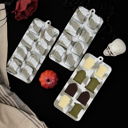 Halloween Tombstone Silicone Mold 3 Pack - Candy, Chocolate, Soap & Ice Cubes