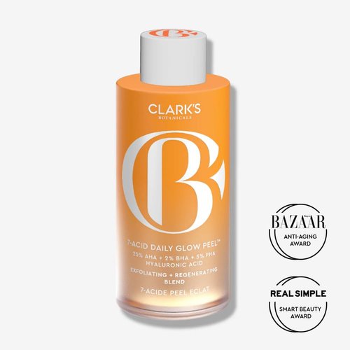 Clark's Botanicals 7-Acid Daily Glow Peel - AHA BHA Exfoliant for Brightening & Pore Purifying | 4.2 Oz
