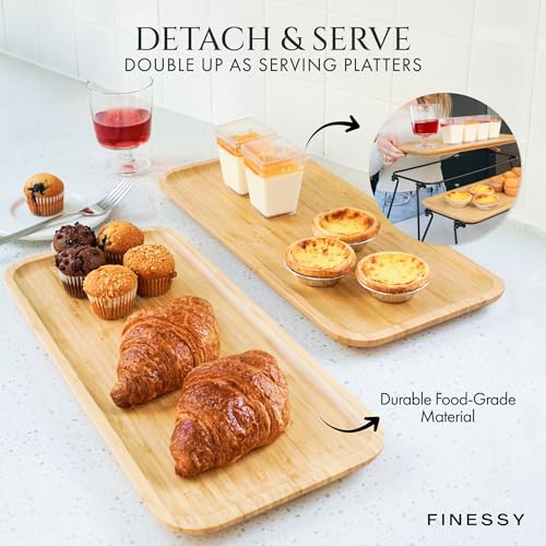 Bamboo Three Tiered Serving Trays for Party - Medium - FINESSY