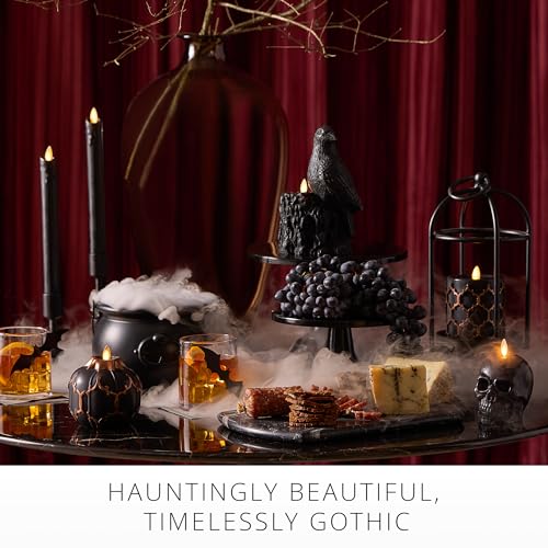 Flickering Flameless LED Candle with Timer - Black Gothic Pillar Light