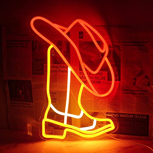 Horseneon Cowboy Neon Sign with Cowboy Hat & Boots - Western Wall Decor