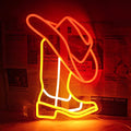 Horseneon Cowboy Neon Sign with Cowboy Hat & Boots - Western Wall Decor