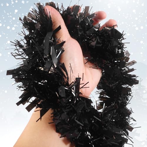 Patriotic Garland 6 Rolls Black Tinsel Decor for Parties & Celebrations