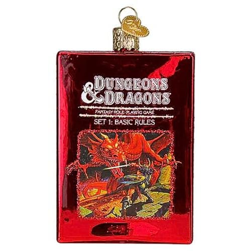 Old World Christmas Dungeons & Dragons Red Box Glass Ornament for Christmas Tree - Handcrafted Holiday D&D Decor