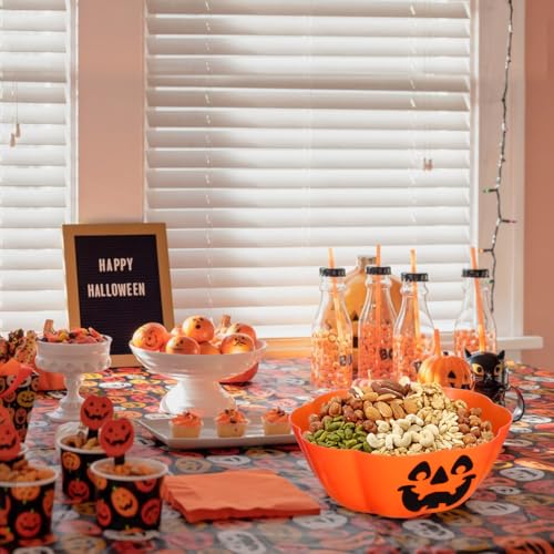 Halloween Pumpkin Candy Bowl - Large Orange Snack Dish & Fruit Plate