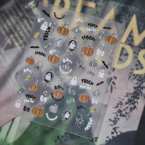 Halloween Ghost Pumpkin Nail Art Stickers 5D Embossed Self-Adhesive Nails