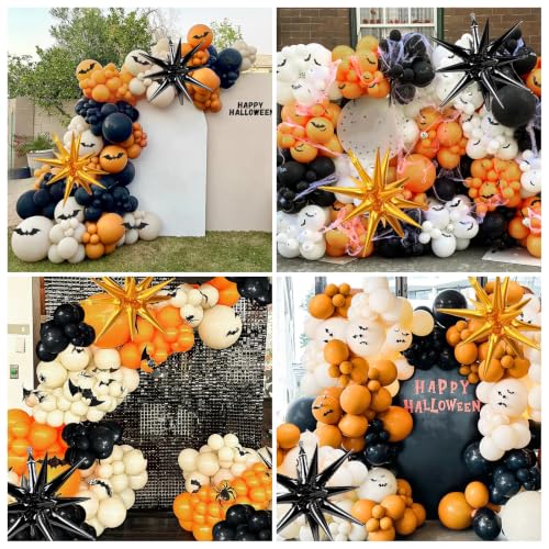 Halloween Balloon Arch Kit with Orange, Black, White Balloons & Accessories