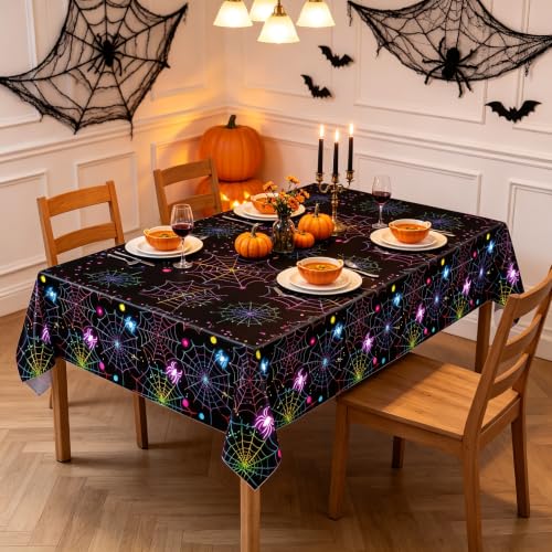 Halloween Tablecloth Set 4 Pack 54x108 Inch Spider Web Pumpkin Bat Designs - Party Decor