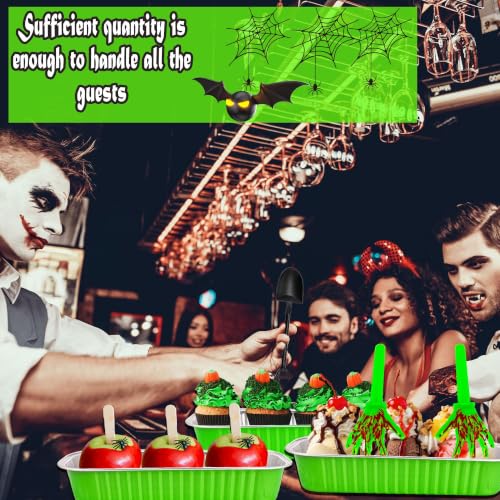 Halloween Cake Cups with Lids & Zombie Hand Toppers - 40 Set Spooky Dessert Cups & Decorations
