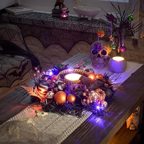 18-Inch Halloween Wreath with Lights for Front Door Party Decor - Valery Madelyn