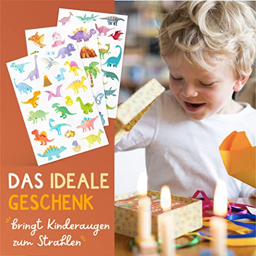 Kids Temporary Tattoos Dinos Theme - 120 Skin-Friendly, Dermatologically Tested & Made in Germany