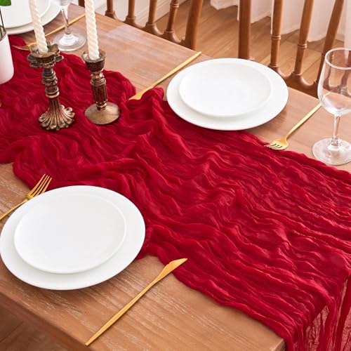 Red Cheesecloth Table Runner 10FT 6 Pack Boho Rustic Holiday Decor Variation of THIS listing