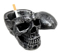 Death Skull Ashtray with Lid - Gothic Resin Human Skull Figurine