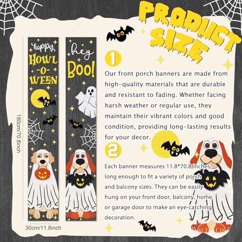 Halloween Ghost Dog Banner Door Wall Hanging Party Decorations - Hey Boo