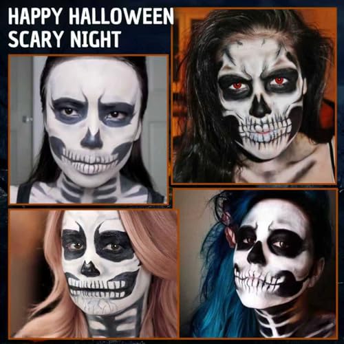 Halloween Skeleton Makeup Kit with Face & Body Paint, Brushes & Sponges
