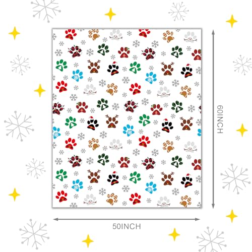 Christmas Dog Blanket 50x60 Inch Cozy Winter Throw for Sofa Couch Bed