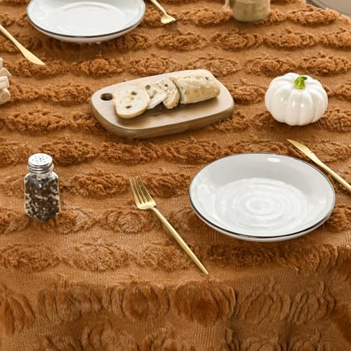 Horaldaily Fall Caramel Fur Rectangular Tablecloth 60x120 Inch Home Decor