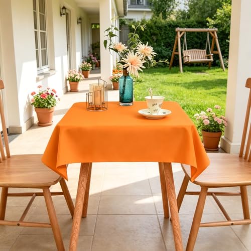 Orange Washable 36x36 Inch Square Tablecloth for Dining & Events - 2 Pack