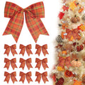 Orange Fall Bows for Halloween & Thanksgiving Tree Decorations 6 Inch - 12 Pcs
