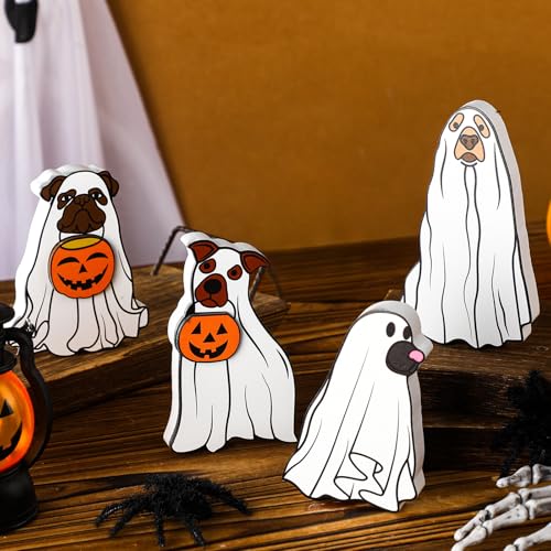 Halloween Ghost Dog Wooden Decoration Set for Tiered Tray Table Sign