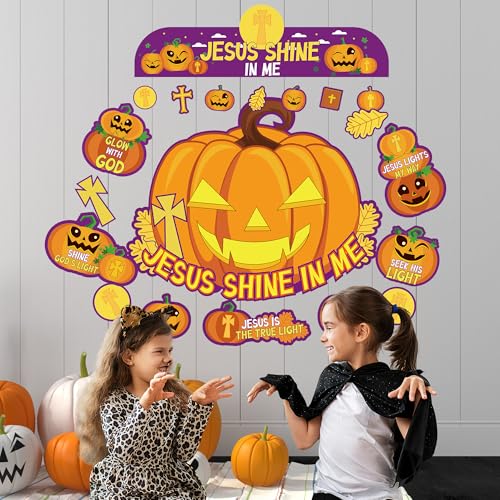 Halloween Religious Car Decorations Banner Kit with Pumpkin & Cross Backdrops