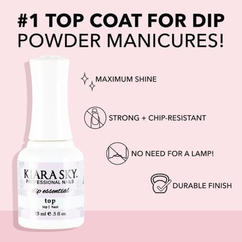 KIARA SKY Dip Top Coat - Ultra-Shiny Finish for Dip Powder Nails | No Lamp Needed | 15 ml | Cruelty-Free