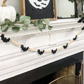 Halloween Felt Bats and Wooden Beads Garland for Indoor Decor