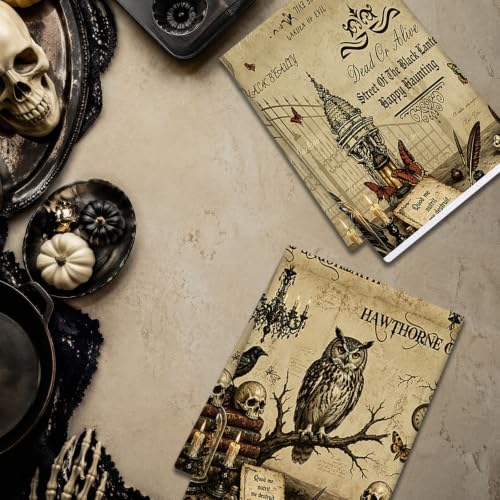 Vintage Halloween Kitchen Towels - Retro Gothic Skull Hand Towel Set