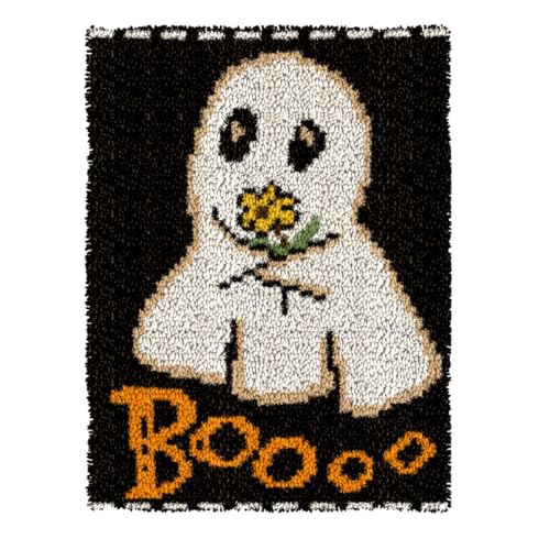 Latch Hook Kit for Adults & Beginners - Ghost Pattern, 20.5x15 Inch Home Rug Craft