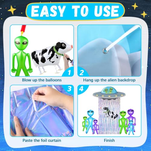 Alien Door Decorations with Tinsel Foil Fringe Curtains - Space Party Supplies