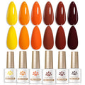 Fall Winter Gel Nail Polish Set - Brown, Caramel, Pumpkin Orange - Fifth Avenue Variation
