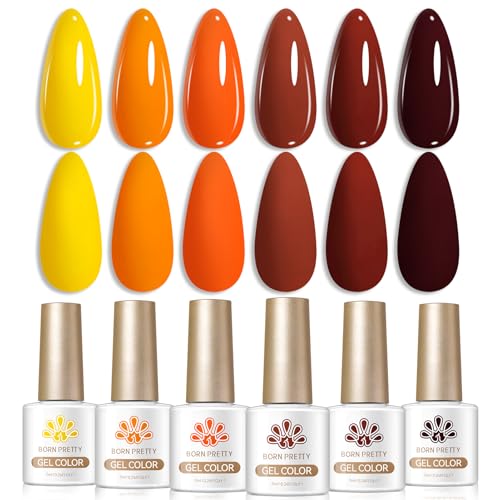 Fall Winter Gel Nail Polish Set - Brown, Caramel, Pumpkin Orange - Fifth Avenue Variation