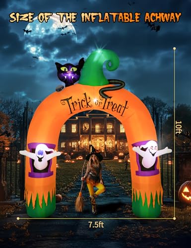 Halloween Inflatable Archway 10FT Black Cat Ghost & Cornucopia Yard Decoration - Variation of THIS listing