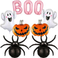 Halloween Foil Balloons Set - Ghost, Spider, Pumpkin & Pink Boo for Party Decorations