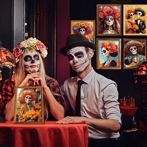 Day of the Dead Posters - 9 Piece Mexican Skeleton Wall Art Decorations