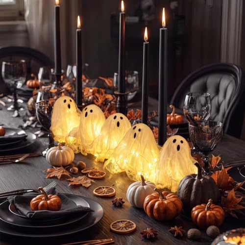 Light Up Ghost Decorations Set of 5 Halloween Indoor Centerpieces