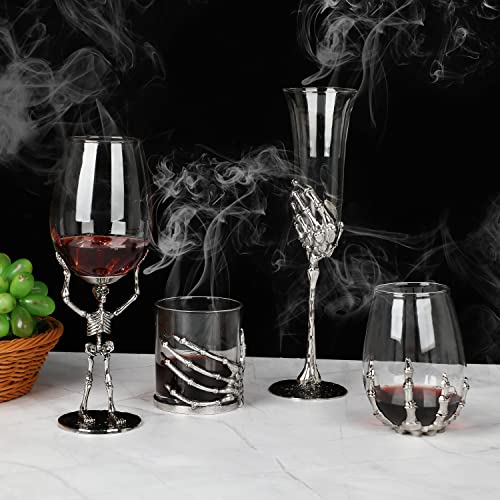 Halloween Skull Wine Glass - Skeleton Ghost Hand Goblet with Variation C
