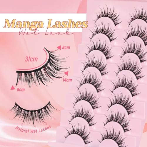 Ahrikiss Clammy Manga Wet Look False Eyelashes Kit with Glue & Tweezers