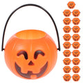 Mini Pumpkin Buckets 20 Pack - 7cm Plastic Trick-or-Treat Halloween Containers