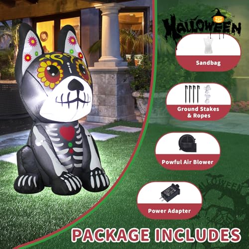 4FT Halloween Inflatable Skeleton Dog Outdoor Decoration - Skull Dog Variant