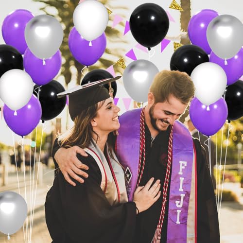 Purple Black White Silver Balloon Arch Garland Kit - Party Decorations Variation