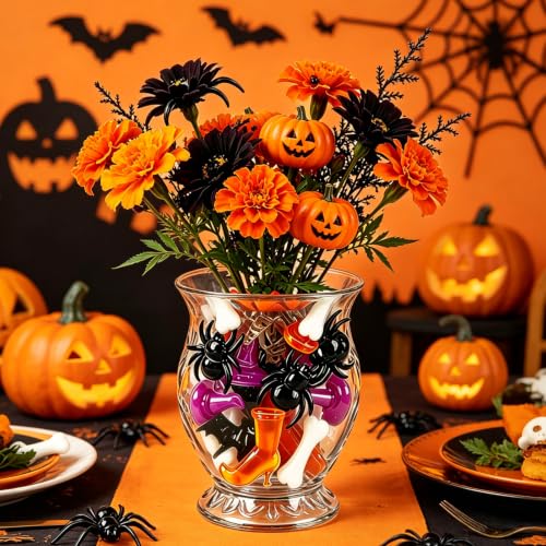 Halloween Acrylic Table Scatter & Vase Filler Set - Skeleton Bones Ghost Pumpkins