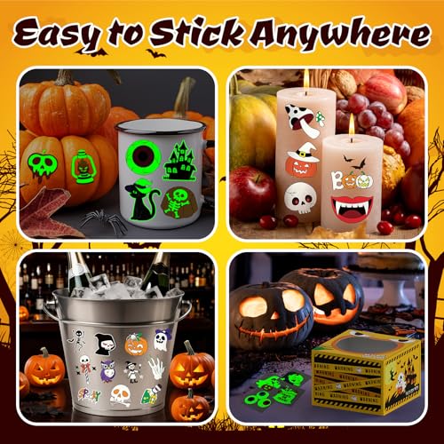 Glow Halloween Tattoos for Kids - 204 Pack with Mystery Prize Box